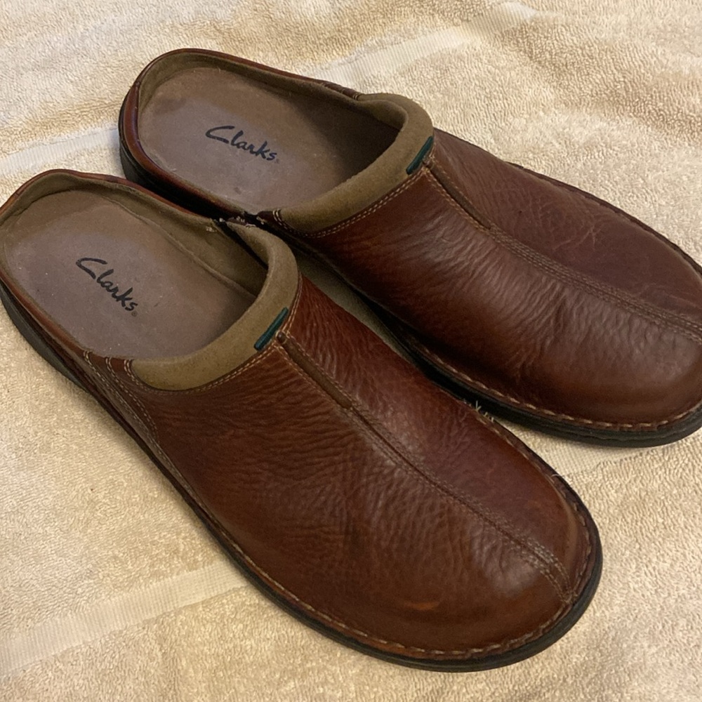 👞 MENS CLARKS LEATHER SLIPON SHOES SZ 13